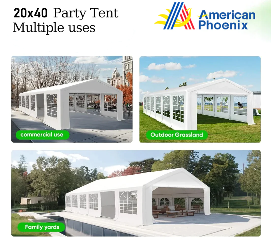 American Phoenix 40x20 white heavy-duty party tent and wedding activity tent - American Phoenix