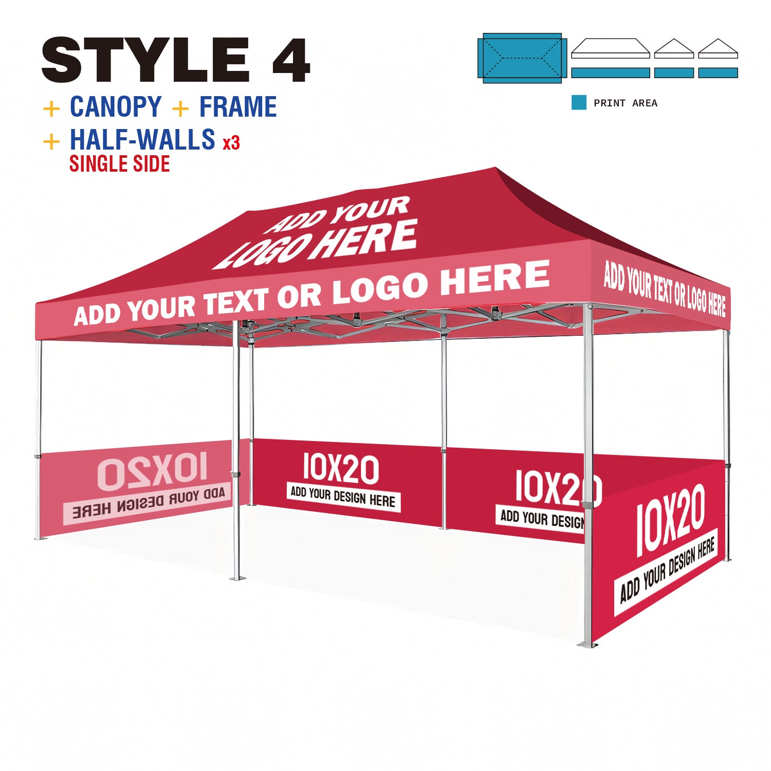 American Phoenix 10 x 20 Custom Canopy with Your Logo Graphics - American Phoenix