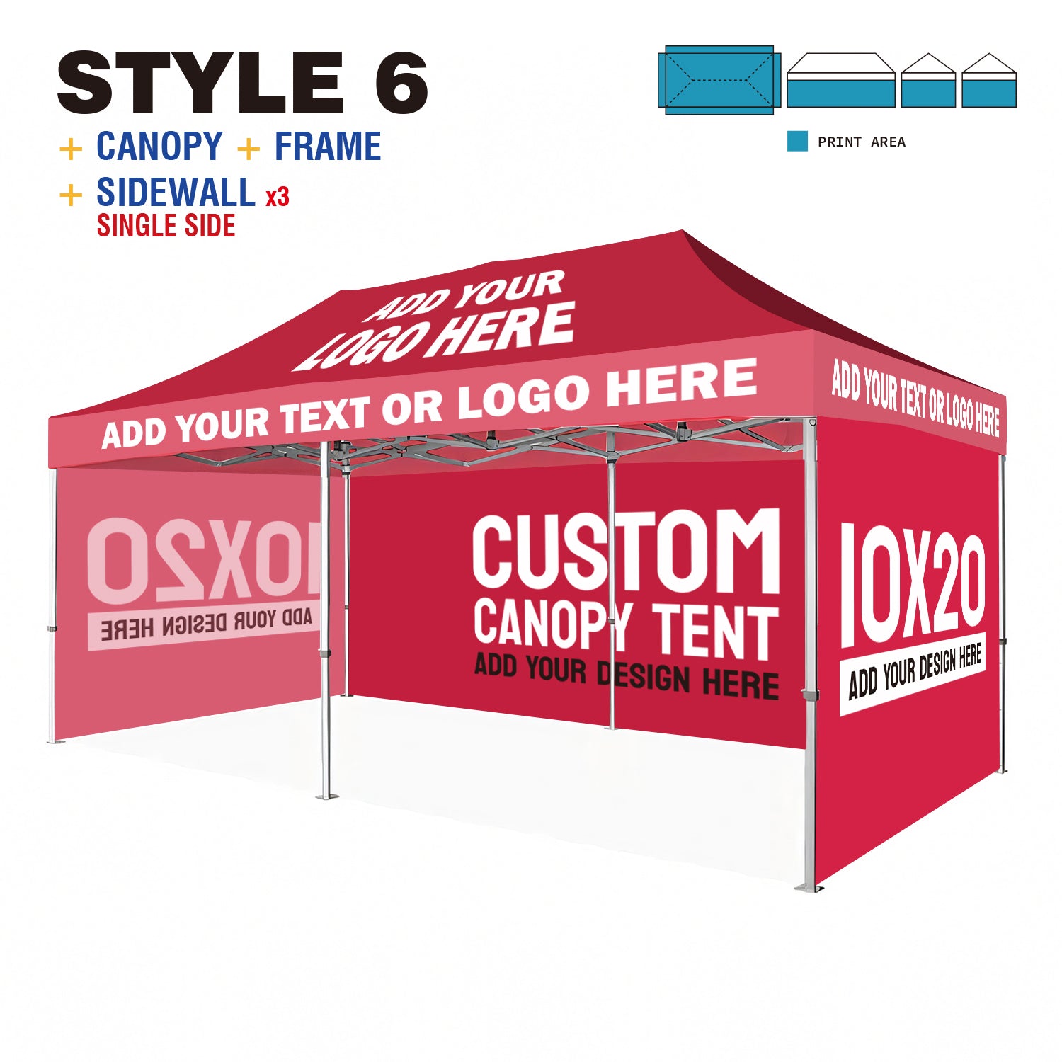 American Phoenix 10 x 20 Custom Canopy with Your Logo Graphics - American Phoenix