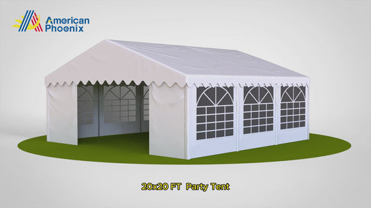 American Phoenix 20x20 white heavy-duty party tent and wedding activity tent