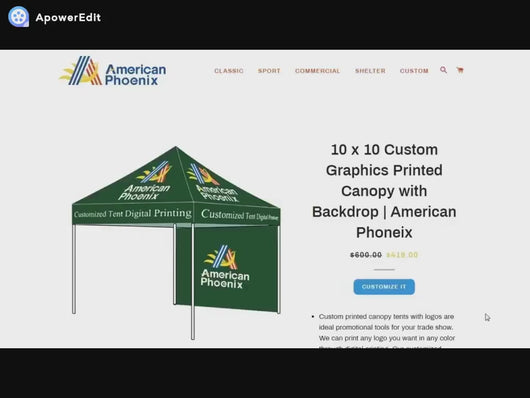 AMERICAN_PHOENIX 10x10 Custom Graphics Printed Canopy with Backdrop|American Phoneix  2