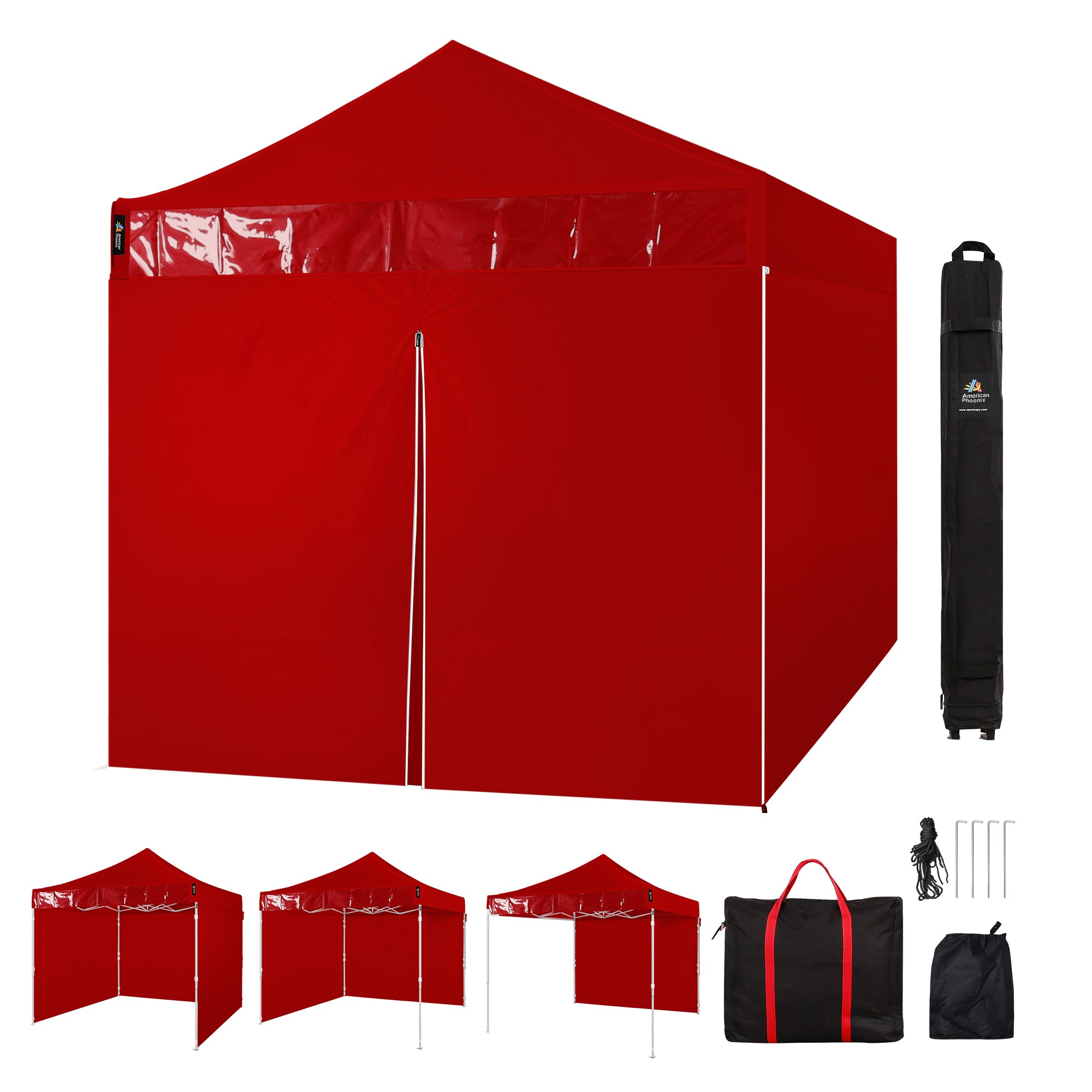 American Phoenix 10x10 Commercial Canopy Tent with Walls (Red) - American Phoenix