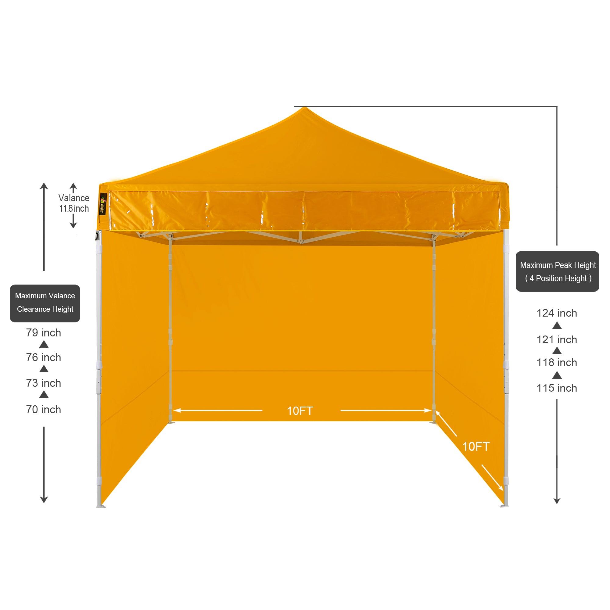 American Phoenix 10x10 Commercial Canopy Tent with Walls (Yellow) - American Phoenix